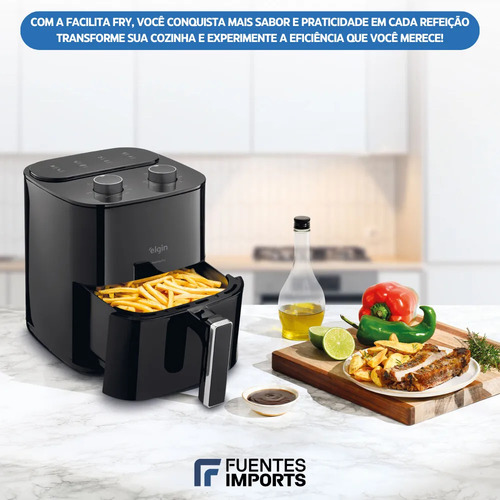 Fritadeira Air Fryer Elgin Facilita Fry 3,5l Potência 1400w Cor Preto