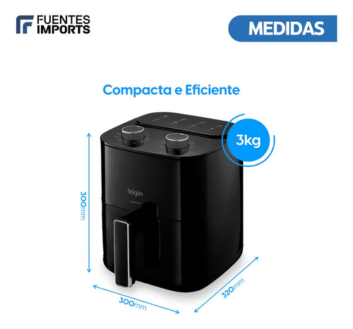 Fritadeira Air Fryer Elgin Facilita Fry 3,5l Potência 1400w Cor Preto