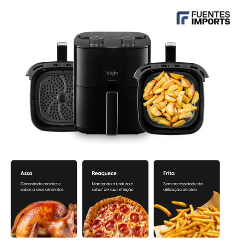 Fritadeira Air Fryer Elgin Facilita Fry 3,5l Potência 1400w Cor Preto