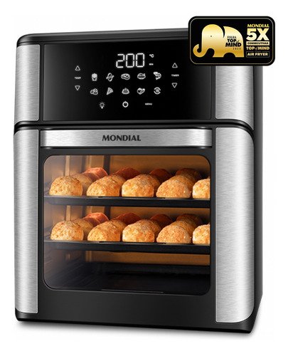 Fritadeira air fryer forno oven 12l mondial 2000w afon 12l