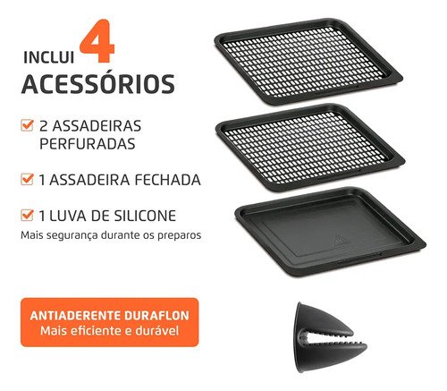 Fritadeira Air Fryer Forno Oven 12L, Mondial, 2000W - AFON-12L-BI