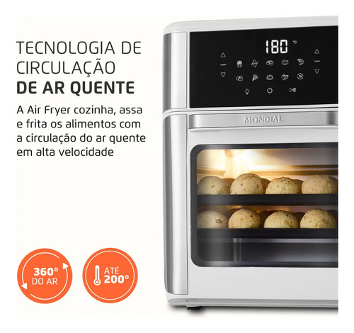 Fritadeira Air Fryer Forno Oven 12L Mondial 2000W - AFON-12L-WI