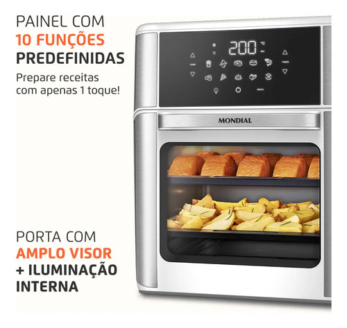 Fritadeira Air Fryer Forno Oven 12L Mondial 2000W - AFON-12L-WI