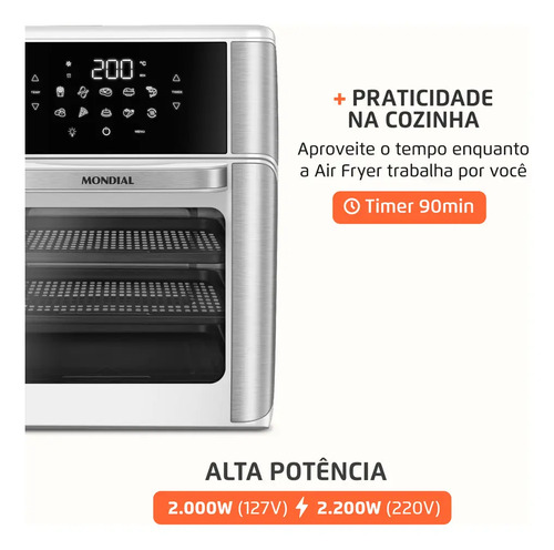 Fritadeira Air Fryer Forno Oven 12L Mondial 2000W - AFON-12L-WI