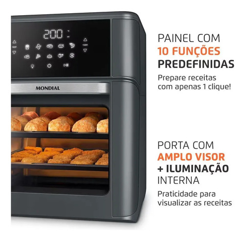 Fritadeira Air Fryer Oven Afon12lfg 12l Digital 2000 Mondial
