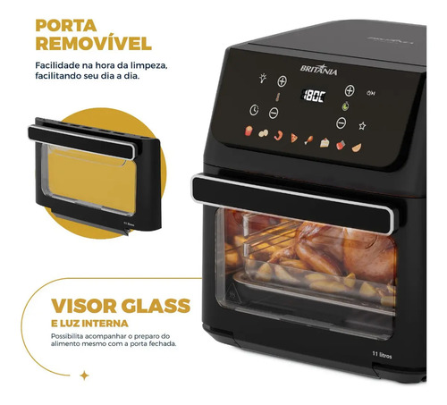 Fritadeira Air Fryer Oven Britânia 11 Litros 8 Funções 1800W BAF11A