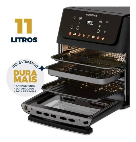 Fritadeira Air Fryer Oven Britânia 11 Litros 8 Funções 1800W BAF11A