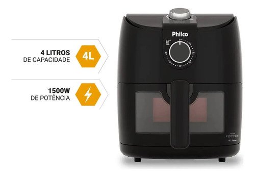 Fritadeira air fryer philco 4l redstone 1500w paf40a