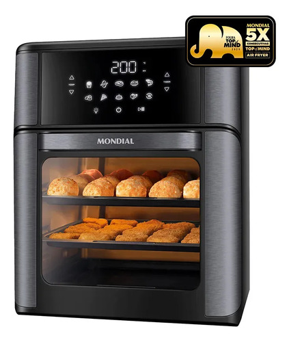 Fritadeira eletrica afon 12l bg forno oven 12 litros preto m 1