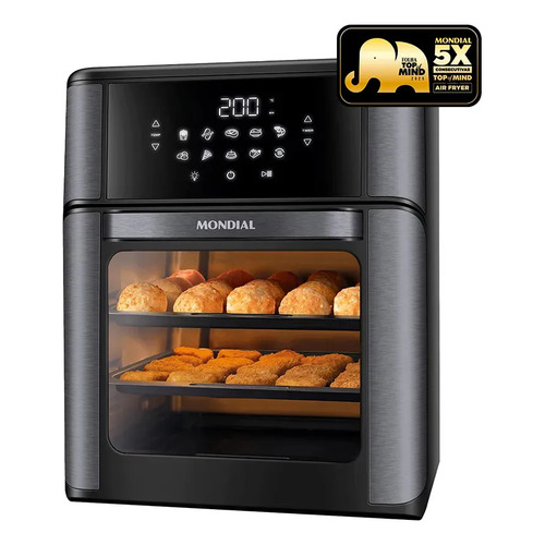 Fritadeira eletrica afon 12l bg forno oven 12 litros preto m