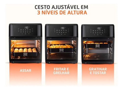 Fritadeira Elétrica AFON-12L-BG Forno Oven 12 Litros Preto Mondial