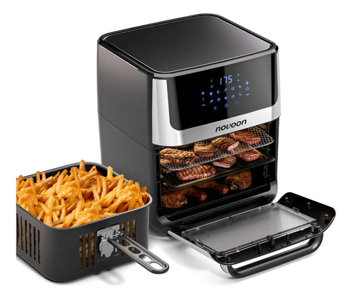 Fritadeira eletrica air fryer digital novoon 12l 4 em 1 co