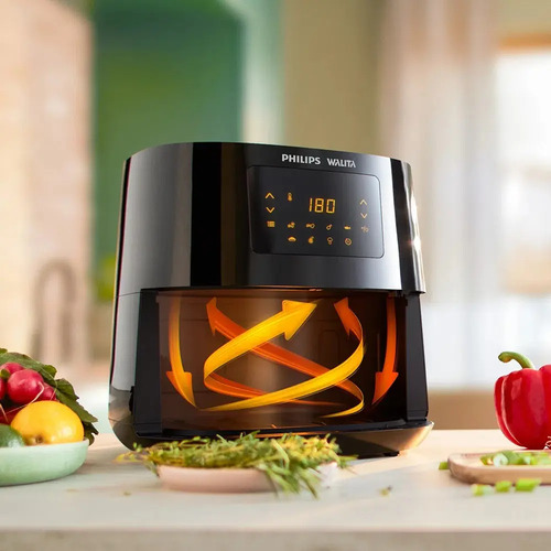Fritadeira elétrica airfryer Philips Walita essential XL Ri9270 painel digital potência 2000W 6,2 litros preta