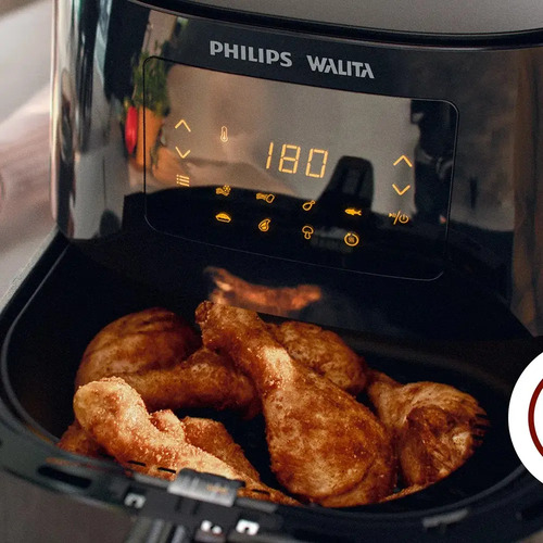 Fritadeira elétrica airfryer Philips Walita essential XL Ri9270 painel digital potência 2000W 6,2 litros preta