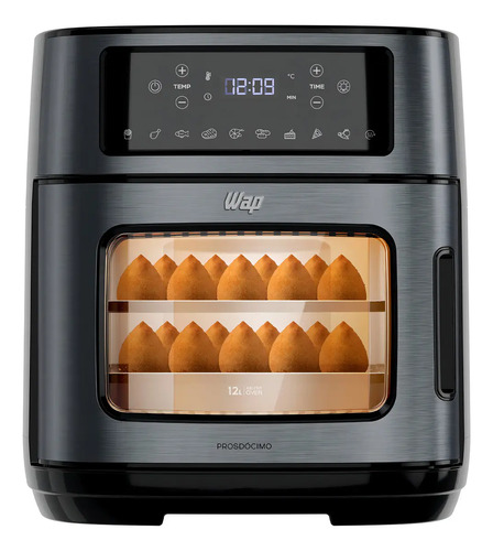 Fritadeira eletrica wap air fryer oven digital black inox 12