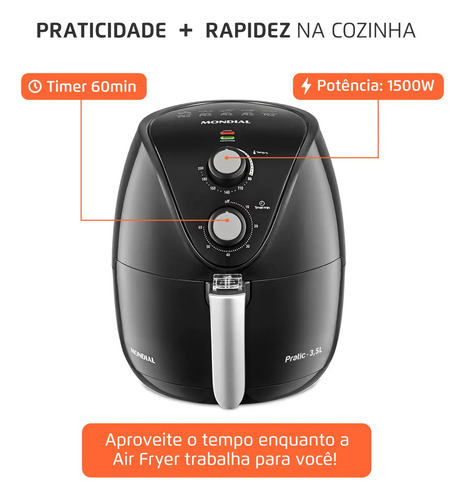 Fritadeira Sem Óleo Air Fryer 3,5L Mondial 1500W AF-31