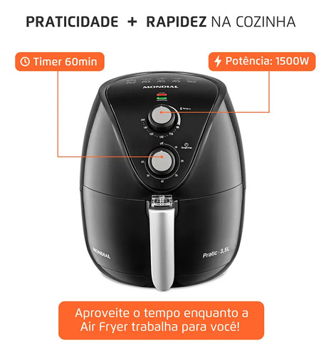 Fritadeira Sem Óleo Air Fryer 3,5l Mondial 1500w AF-31