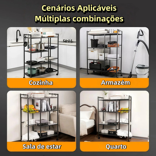 Fruteira Chão Cozinha Organizador 4 Andares Multiuso Mesa