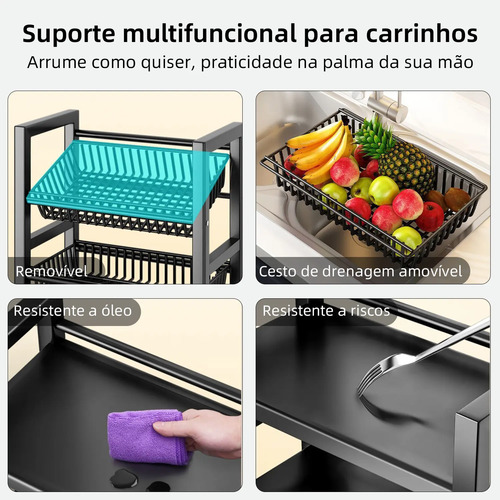 Fruteira Chão Cozinha Organizador 4 Andares Multiuso Mesa