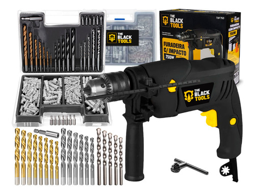 Furadeira de impacto 13mm 750w profissional com kit brocas b