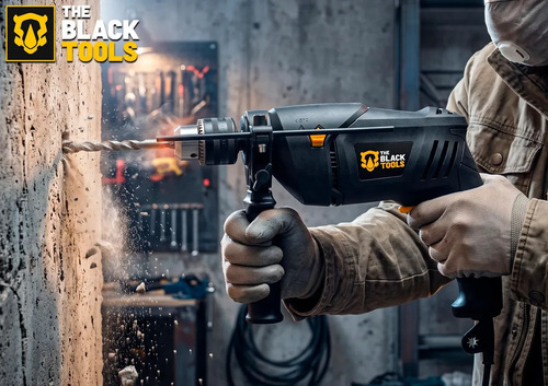 Furadeira De Impacto 13mm 750w Profissional Com Kit Brocas Buchas E Bits 300 Peças The Black Tools
