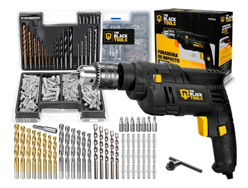 Furadeira de impacto 38 pol 10mm 550w kit 300 pecas