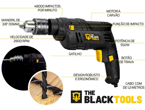 Furadeira De Impacto 3/8 Pol. 10mm 550w + Kit 300 Peças