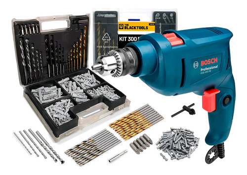 Furadeira de impacto bosch gsb 450 re 450w 10mm com brocas e