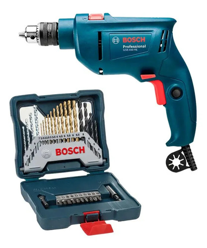 Furadeira industrial impacto rev 450w gsb 450 re bosch kit