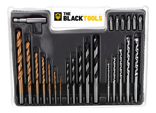 Furadeira Parafusadeira A Bateria 12V 3/8” 10mm Bivolt 350 Rpm The Black Tools + Jogo De Brocas Bits Buchas C/ 300 Peças