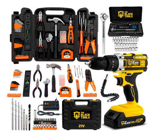 Furadeira parafusadeira de impacto 2 baterias 21v 38 com kit