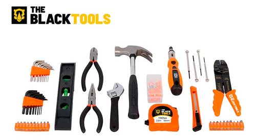 Furadeira Parafusadeira De Impacto 2 Baterias 21v 3/8 Com Kit Jogo De Ferramentas 169 Peças Com Maleta The Black Tools