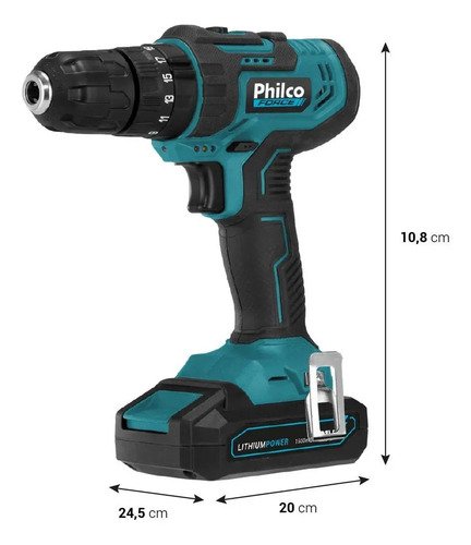 Furadeira Parafusadeira De Impacto Philco PPF21M 21v 10mm Bivolt Cor Azul-petróleo