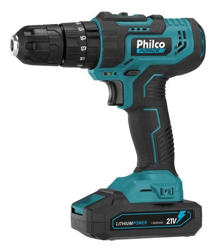 Furadeira Parafusadeira De Impacto Philco PPF21M 21v 10mm Bivolt Cor Azul-petróleo