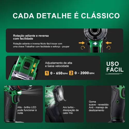 Furadeira Parafusadeira Impacto 21v 2 Baterias Brushless