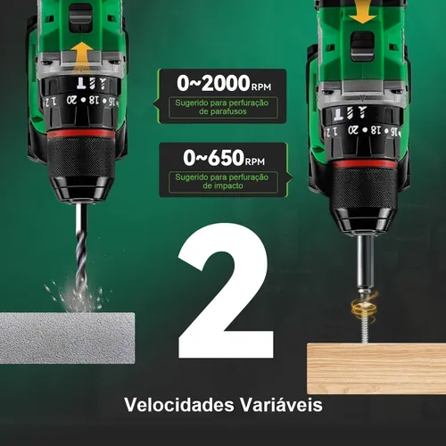 Furadeira Parafusadeira Impacto 21v 2 Baterias Brushless