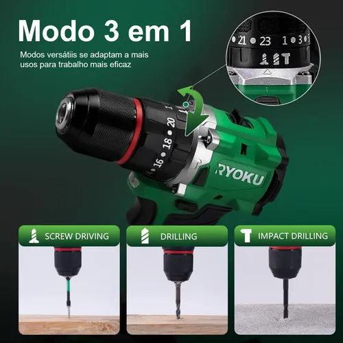 Furadeira Parafusadeira Impacto 21v 2 Baterias Brushless