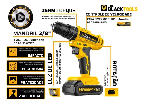 Furadeira Parafusadeira Impacto 21v + Coletor De Poeira