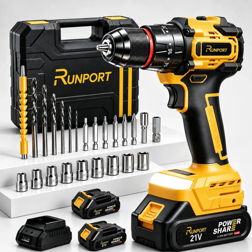 Furadeira parafusadeira impacto runport brushless 21v sem fi
