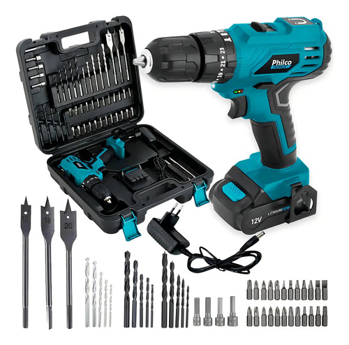 Furadeira parafusadeira impacto sem fio de 10mm philco ppf12