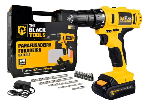 Furadeira Parafusadeira Sem Fio 3/8 Maleta + Kit Ferramentas