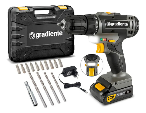 Furadeira parafusadeira sem fio a bateria gpb12vd 12v 38 10m