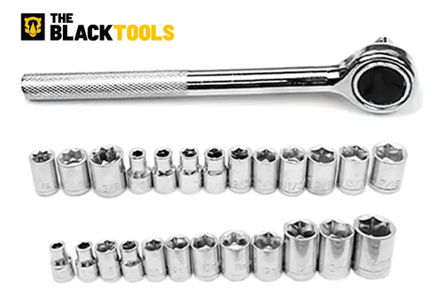 Furadeira Parafusadeira Sem Fio Bateria Tb-12E 12v 3/8 10mm Maleta E Acessórios The Black Tools + Jogo Soquetes 40 Peças