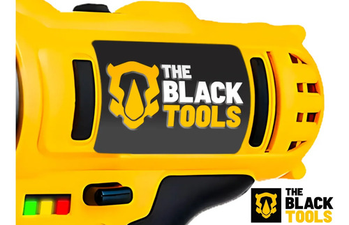Furadeira Parafusadeira Sem Fio Bateria Tb-12E 12v 3/8 10mm Maleta E Acessórios The Black Tools + Jogo Soquetes 40 Peças