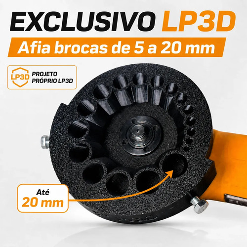 Gabarito Afiador de Broca Marques Impressões 3D Esmerilhadeira 125mm Laranja