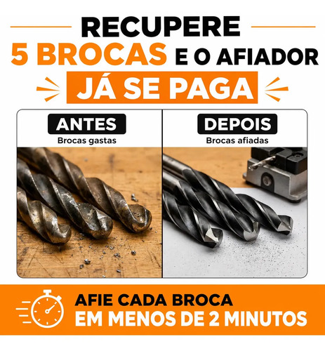 Gabarito Afiador de Broca Marques Impressões 3D Esmerilhadeira 125mm Laranja