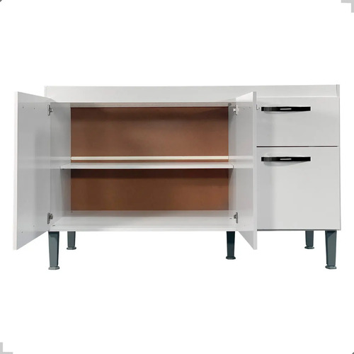 Gabinete de Pia 1,20 Balcão de Cozinha Multiuso 3 Portas Armário de Pia Armário de Cozinha 120x80x52cm Organizador para Pia Cor Branco Ideal para cozinha compacta e área de serviço Porta Panela Branco