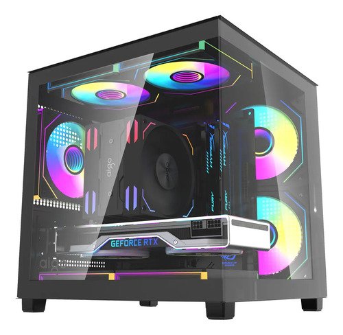 Gabinete gamer aigo luna a275 preto mini tower com lateral d