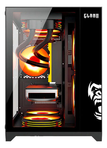Gabinete gamer aquario clanm grodd night lateral de vidro te 1