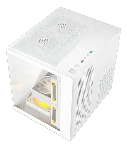 Gabinete Gamer Aquário Em Vidro Com 4 Fans Rgb Gb1797 Cor Branco